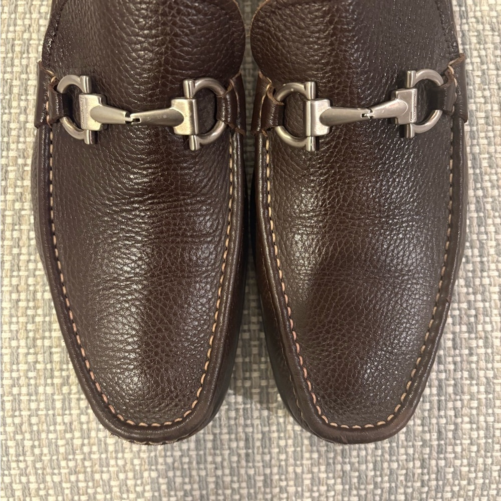 Salvatore Ferragamo Dark Brown Leather Loafers